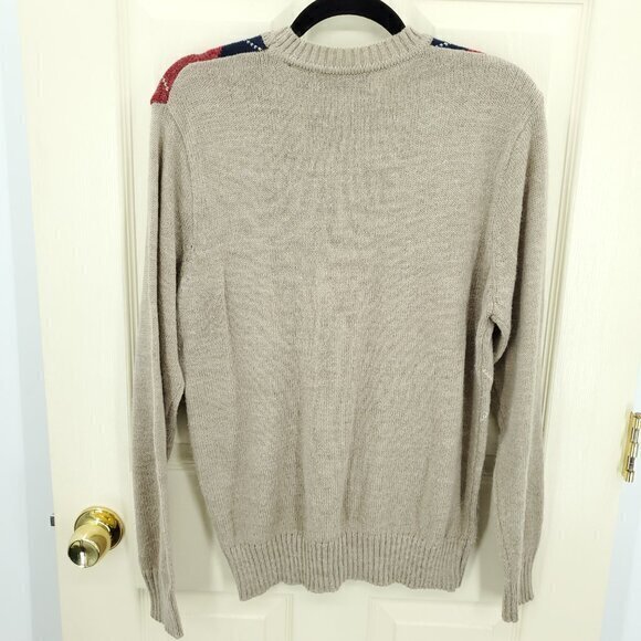 VTG Bruce Jenner Sports in Motion Argyle Print Crewneck Sweater L Tan/Mult - Picture 2 of 14